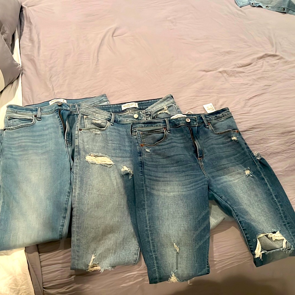 3 Pairs of Abercrombie & Fitch Denim , size 29/ 8R , 1 pair NW others worn once.